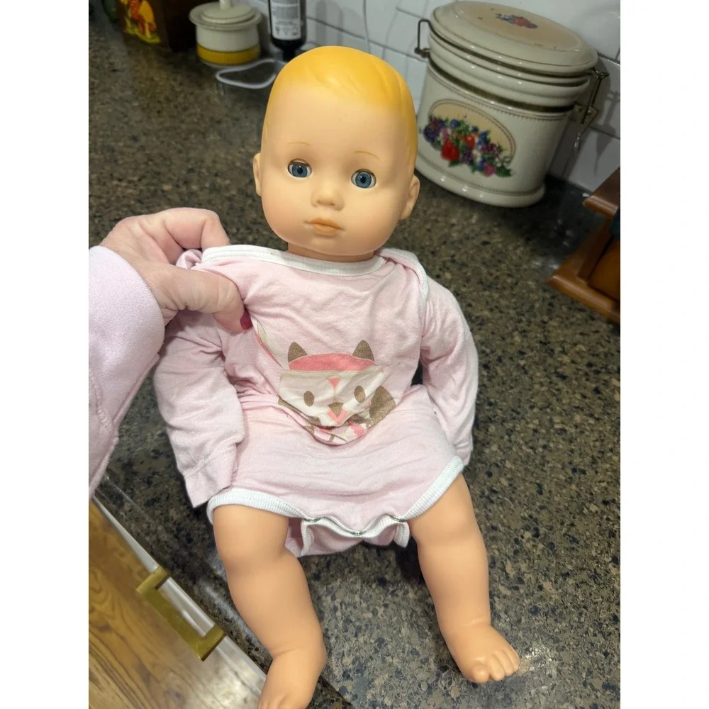 American Girl Bitty‎ Baby Doll Blue Eyes Blonde Hair Pink Onesie 15 Inch